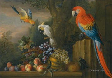 動物 Painting - ブドウを食べるオウム鳥